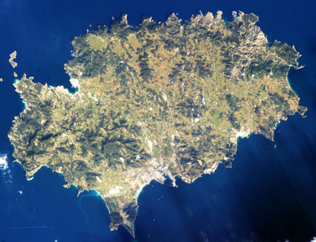 Foto satellitare dell'isola di Ibiza